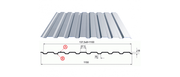 Профнастил оцинкованный С-20 1100x2500 купить недорого в Астапово